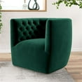 thumbnail image 4 of Pemberly Row Mid-Century Tufted Back Velvet Swivel Chair in Green, 4 of 6