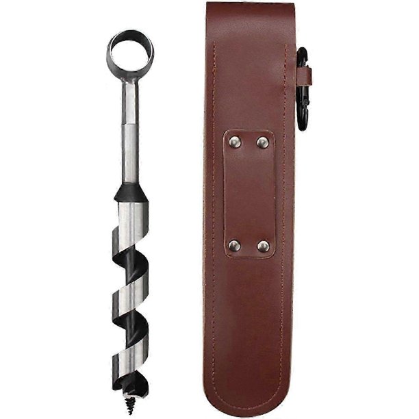Auger Drill Tool, Mini Hand Auger Wrench Tool, Manual Hand Wood Auger Drill With Storage Bag, Gear And Equipment For Outdoor Camping(Brown)(1Pcs)