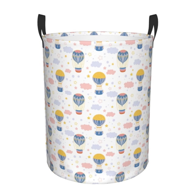 Balery Hot Air Balloon Cesta de ropa redonda con asas, impermeable, independiente, para ropa, juguetes, dormitorio y familia-Small