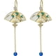 thumbnail image 1 of Pendientes de abanico asimétricos, pendientes de gota sectorial, pendientes colgantes de abanico pequeño, bonitos aretes étnicos retro, joya azul -, 1 of 5