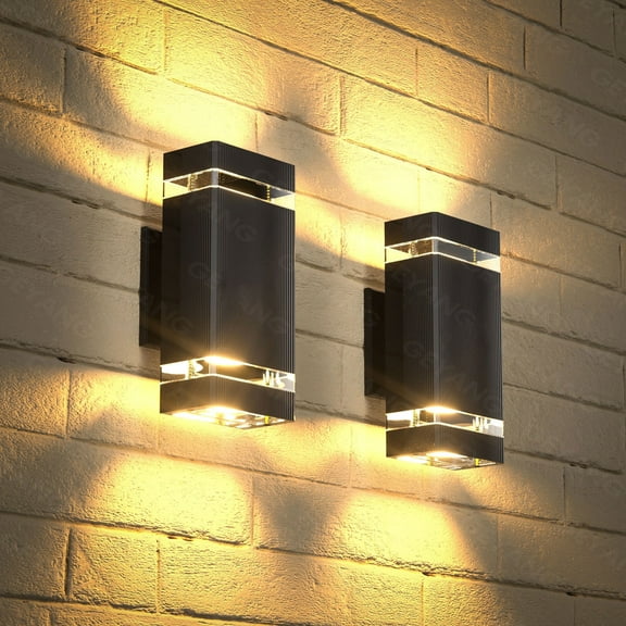 GEYANG outdoor decor Square Up and Down Lights Outdoor Wall Light, IP44 outdoor aluminum waterproof exterior wall lamp,for House Patio Garage Garden.(Excluding light bulbs)