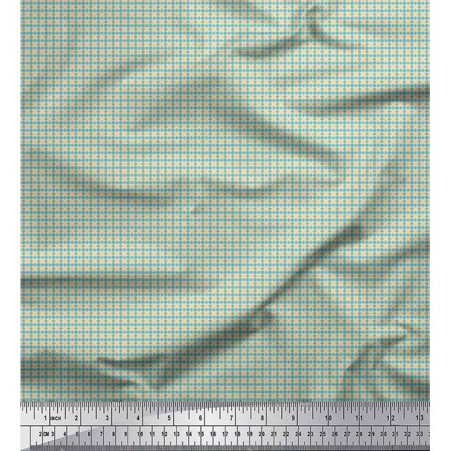 Soimoi Blue polyester Crepe Fabric Diamond Geometric Print Sewing Fabric Yard 42 Inch Wide