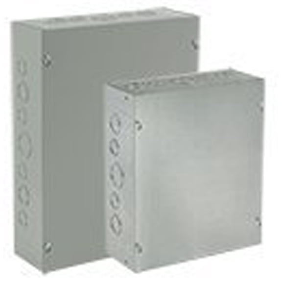 Hoffman Pull Box; 12 Inch Depth, Steel, Gray, Wall Mount, Flat/Screw-On Cover