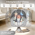 thumbnail image 6 of Electric Baby Swing, Caveen Infant Swing Rocker with Remote Control, 5 Sway Speeds, Bluetooth Music, Grey, 6 of 8