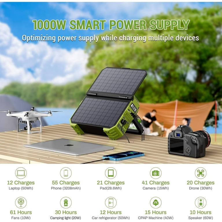 BROWEY 600W Continuous / 1200W Peak Portable Solar Generator with 1 Solar  Panel