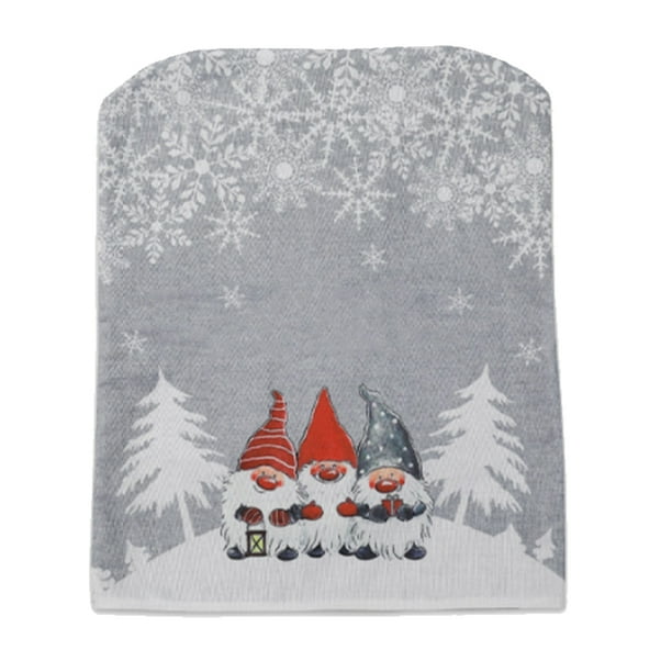 Advancent Funda para silla de Navidad con estampado gris y rojo, manga de estilo europeo, a prueba de polvo, para sala de estar, funda protectora Kits de decoración para fiestas Gris