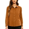 thumbnail image 4 of cocolona Button Down Blouses for Women Solid Color Long Sleeve Collared Shirts Basic Dressy Casual Fall Tops, 4 of 6