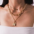 thumbnail image 1 of Collar para mujer, joyería para mujer, collar vintage de metal dorado multicapa, joyería para mujer, collar de aleación, 1 of 5