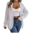 thumbnail image 1 of Yuyuzo Womens Cardigan Sweater Long Sleeve Open Front Knit Carigan with Pockets Solid Color Fall Tops, 1 of 6