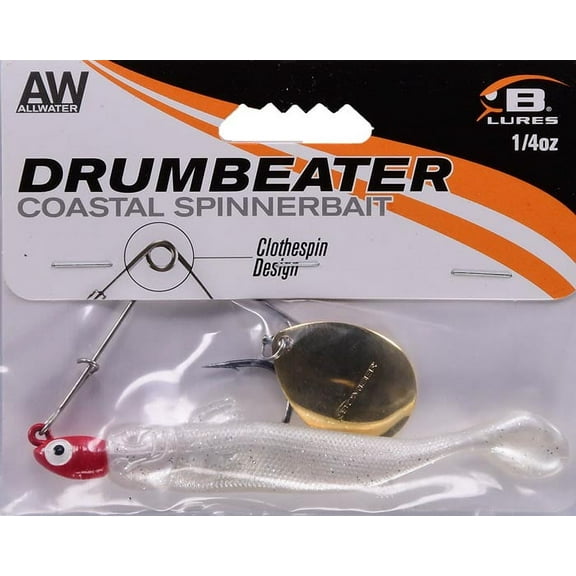 Bomber Drumbeater Spinnerbait Red Pearl Silver Flash 1/4 oz.