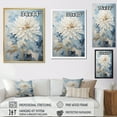 thumbnail image 4 of Designart "Minimalist Harmony Of White And Blue Dahlias II" Dahlia Floater Framed Wall Decor, 4 of 5