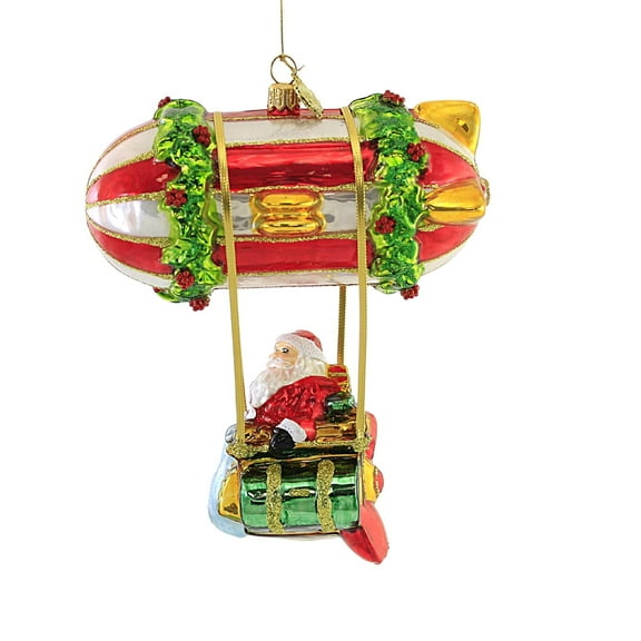 Huras Family 6.00In Santa's Own Zeppelin, Glass, Ornament Zeppelin Blimp Balloon Hf124
