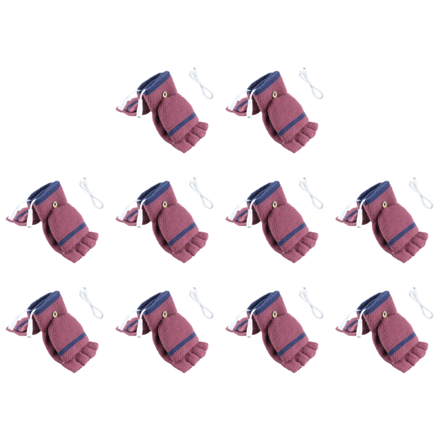10uds. Guantes Térmicos Eléctricos Manoplas De Carga USB para Escalada Senderismo (Mujeres) Frijol Rojo Rojo