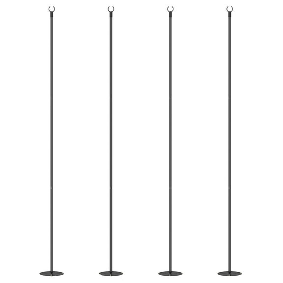 4 Pack of 8' String Light Poles, Steel Hanging Lighting Stand for Patio, Backyard, Deck, Wedding, Party, Black