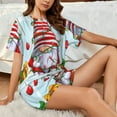 thumbnail image 4 of Wukai Funny Christmas Gnome Women's Pajama Set,Short-Sleeve Top and Shorts with Elastic Waistband and Pockets for Loungewear, Yoga, and Casual Wear-4X-Large, 4 of 8