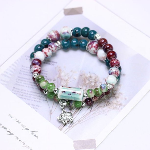 Accesorios envueltos doble estilo étnico pulsera de cerámica pulsera de cuentas mujer alto sentido