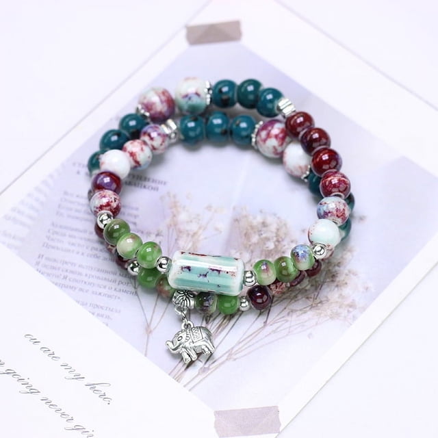 Accesorios envueltos doble estilo étnico pulsera de cerámica pulsera de cuentas mujer alto sentido