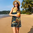 thumbnail image 3 of Fotbe Leopard Reading Tarot Cards Vestido de Verano sin Mangas para Mujer – Vestido Midi Línea A, Estilo Camiseta Floral, Vestido Playero Casual y Fluido, 3 of 7
