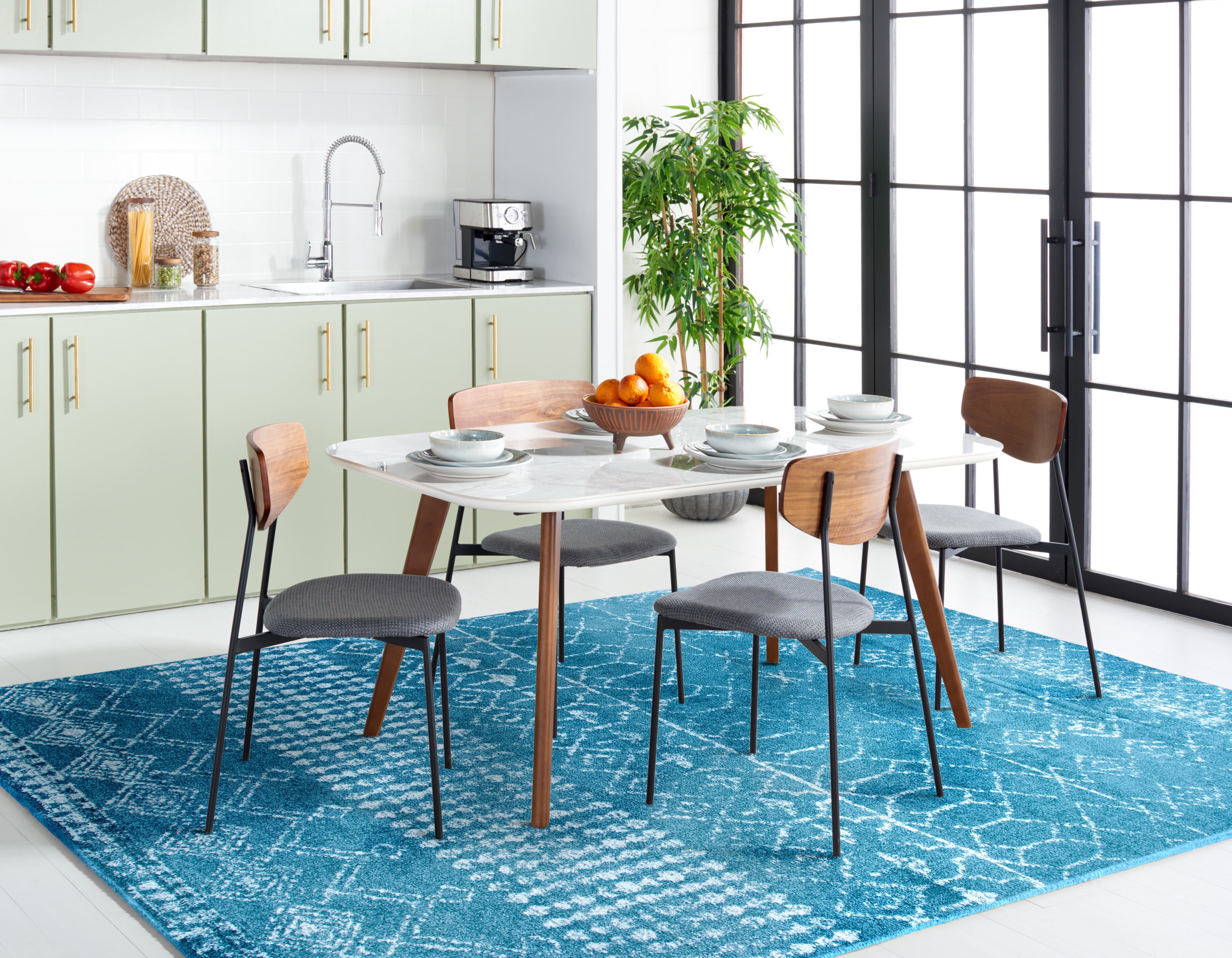 SAFAVIEH Tulum Coriander Oriental Area Rug, Turquoise/Blue, 6'7" x 6'7" Square