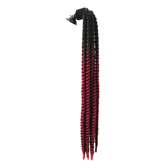 Trenzas para casco de moto, 60 cm, con gradiente de cola de caballo y rampa, para casco de moto Vino tinto negro