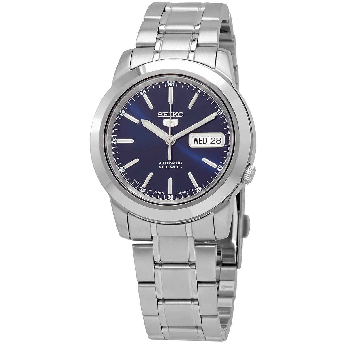 Seiko Men's 5 Automatic SNKE51J1 Blue Dial Stainless Steel Watch ...