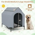 thumbnail image 3 of Pefilos 43" Dog House for Middle Dogs Indoor or Outside, Weatherproof 600D PVC Dog Kennel Outdoor with Ventilated Windows, Elevated Dog Cooling Bed, Gray, 3 of 7
