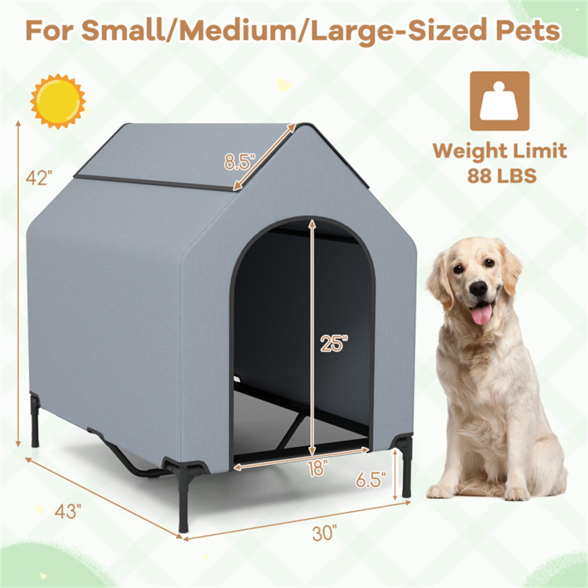 Pefilos 43" Dog House for Medium Dogs, Outside Elevated Dog Bed, Weatherproof Dog Kennel for Indoor and Outdoor, Portable Dog Shelter Cot with Ventilated Windows, Gray Pefilos 43" Dog House for Medium Dogs, Outside Elevated Dog Bed, Weatherproof Dog Kennel for Indoor and Outdoor, Portable Dog Shelter Cot with Ventilated Windows, Gray