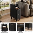 thumbnail image 2 of UGTOO Set of 2 Black Nightstands with Gold Handles – Space-Saving Vertical Groove Design, 2 Drawers & Open Shelf for Small Spaces, 2 of 8