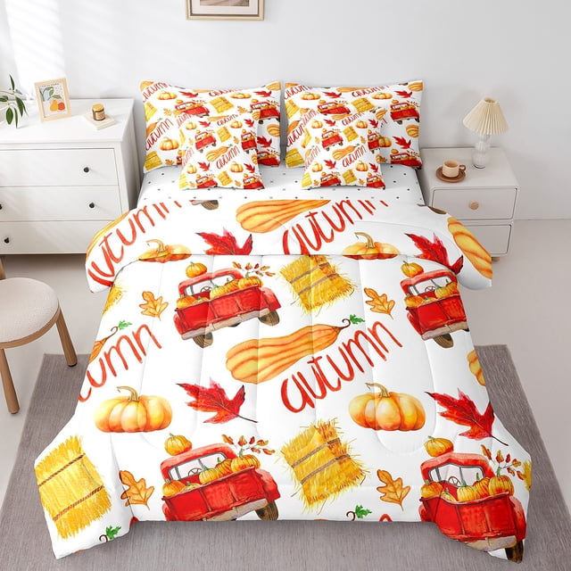 YST Ensemble de Douillette Citrouille, 7 Pcs, Voiture Citrouille Rouge, Format Simple