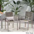 thumbnail image 3 of Christopher Knight Home Lillian Outdoor Modern Aluminum Dining Chair with Rope Seat (Set of 2) by  Silver + Taupe, 3 of 5