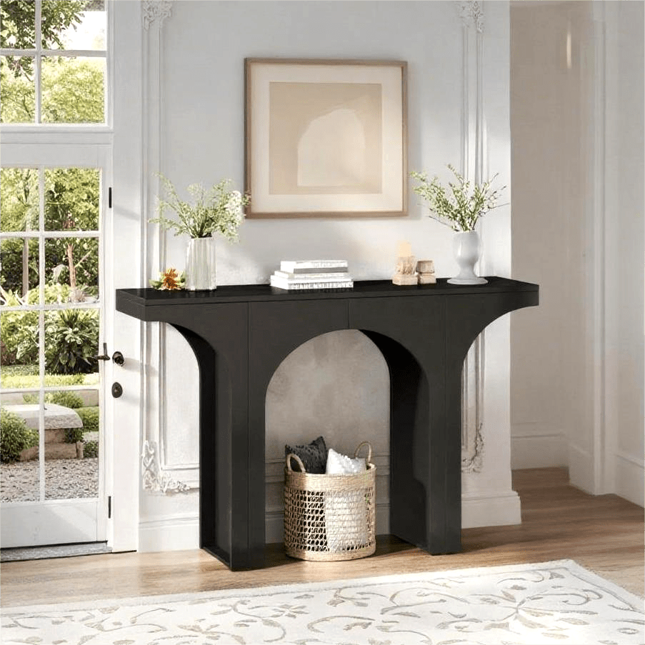 Fnova 47" Modern Console Table with Arched Design, Narrow Sofa Table for Entryway, Hallway, Living Room, Foyer Accent Table, Easy Assembly