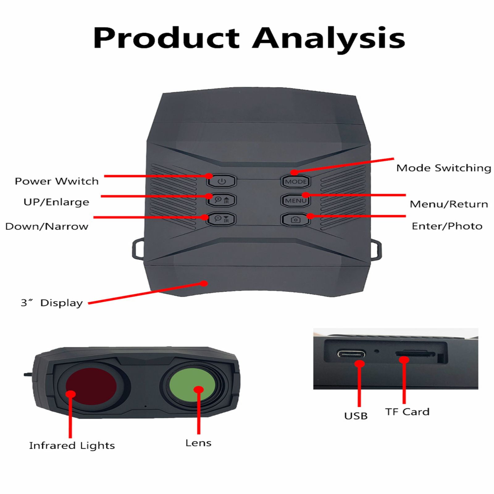 2024 New 60MP Night Vision Goggles 4K Night Vision Binoculars 5000 Mah Rechargeable Lithium Battery 5X Digital Zoom for Outdoor