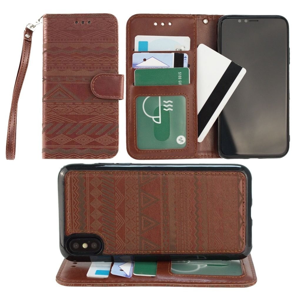 iPhone X Wallet Case, Slim PU Leather Laser Cut Design with Matching