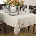 thumbnail image 4 of Fennco Styles Toscana Contemporary Hemstitched Linen Blend 65 x 140 Inch Table Cloth for Dinner Table, Parties, Wedding Decorations, Natural, 4 of 4