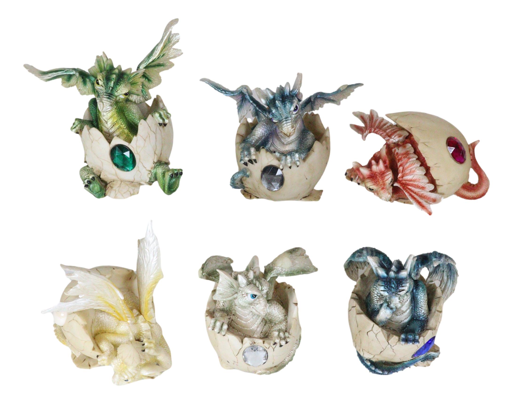 Twelve Month Birthstone Dragon Egg Statue Set Colored Gem Stone Birthday Dragons
