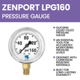 thumbnail image 4 of Zenport LPG160 Glycerin Liquid Filled Pressure Gauge, 160 PSI, Silver - 10 Pack, 4 of 5