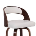 thumbnail image 6 of ClinQ Modern Walnut 360° Swivel Bar Stool Set of 3, Counter Height Kitchen Island Chair with Silver Footrest Ring,Upholstered Seat and Open Back, Beige, 6 of 10