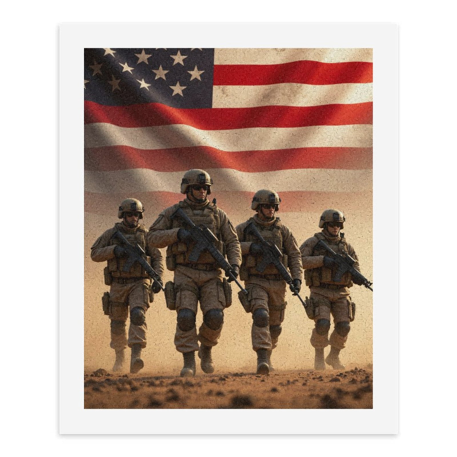 Paint by Numbers Kit for Adults, American Soldiers Marching Determined Paint by Numbers, Easy Paint by Numbers Kit for Adults Beginner, DIY Adult Paint by Number Kits on Canvas, Home Decor