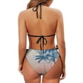 thumbnail image 6 of Uourmeti Vintage Tropical Palm Tree Halter Bikini Set - Sunset Gradient Two Piece Swimsuit with Tie Sides for Beach Vacations & Pool Parties, 6 of 9