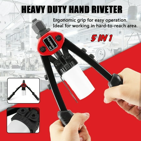 Heavy Duty Hand Riveter - Portable 11 Inch Heavy Duty Mini Hand Riveter Blind Rivet Gun Tool Shock-Proof Hand Tools With Soft Rubber Non-Slip Handle