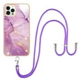 thumbnail image 2 of iPhone 12 Case, iPhone 12 Pro Case, Allytech Luxury Marble Serious TPU Rubber Ultra Slim Anti-scratch Shock-absorbing Protective Back Cover with Lanyard Case for Apple iPhone 12 Pro,Lightpurple, 2 of 4