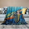 thumbnail image 2 of Nawypu Sea Turtle Blanket Ocean Gifts - Nautical Ocean Animal Theme Landscape Throw Soft Lightweight Cozy Fuzzy Blankets for Kids Adults Boys Birthday Christmas Bedroom Bed Couch Decor, 2 of 6