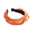 thumbnail image 2 of CXHEGBEJ Braided Hair Band For Women Velvet Braided Headband Female Fluffy No-Slip Wide Vintage Padded Head Hoop Headwear Headdress Casual Daily Wear Headpiece Orange, 2 of 4