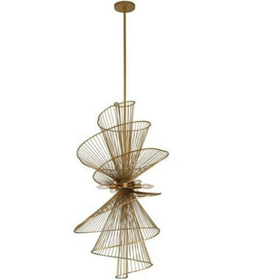 Kalco Lighting Aurora 24" Large 6-light Stainless Steel Foyer Pendant in Brass