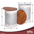 thumbnail image 5 of Farmhouse Accent Side Table - Galvanized Rustic End Table. Metal Storage Bin Wood Cover. Coffee or Cocktail Table. Nesting Pieces Two - Distressed White, 5 of 5