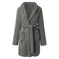 thumbnail image 4 of Zpanxa Nightgowns for Women, Bathrobe for Women Fashion Casual Solid Long Sleeve Ladies Loose Pocket Keep Warm Robes Faux Velvet Sleepwear Dress Nightgowns Gray L, 4 of 6