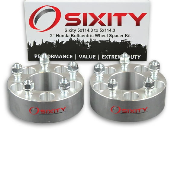 Sixity Auto 2 pc 2" 5x114.3 Wheel Spacers compatible with Honda Accord Civic CRV M12x1.5mm 1.25in Studs Lugs