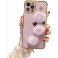 thumbnail image 2 of Compatible with iPhone Case,Cute Lovely Heart Pattern Plush Wristband Strap Bracelet Chain Electroplated Bumper Soft Shockproof Cover Phone Case (Black,iPhone 14), 2 of 5
