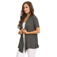 thumbnail image 2 of Women's Jersey Short Sleeve Solid Open Front Draped Casual Work Office Wear Cardigan MADE IN USA (S-3XL), 2 of 5