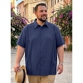 thumbnail image 4 of DARING DIVA Men's Big Tall Summer Casual Short Sleeve Button Down Shirts XL Dark Blue, 4 of 7